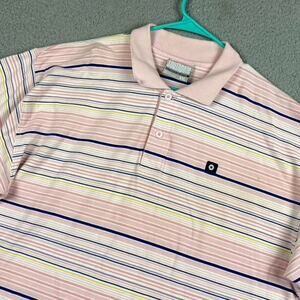 Southpole Men's 2XL Pink Striped Polo Shirt Short Sleeve Golf Causal Y2k